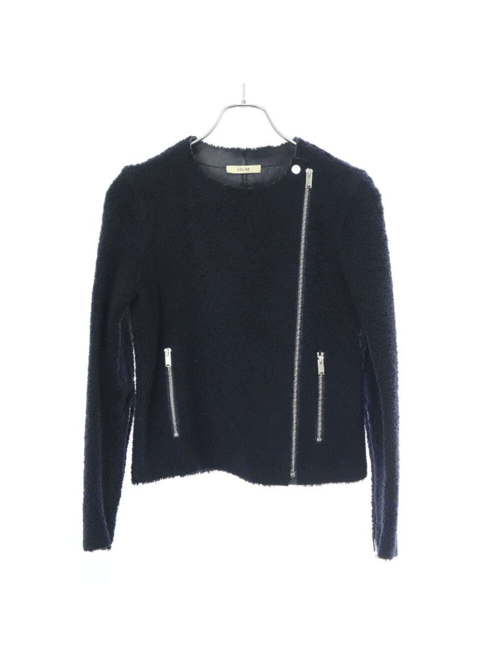Celine by Phoebe Philo Shearling Leather Rider's Jacket 2 Navy 34